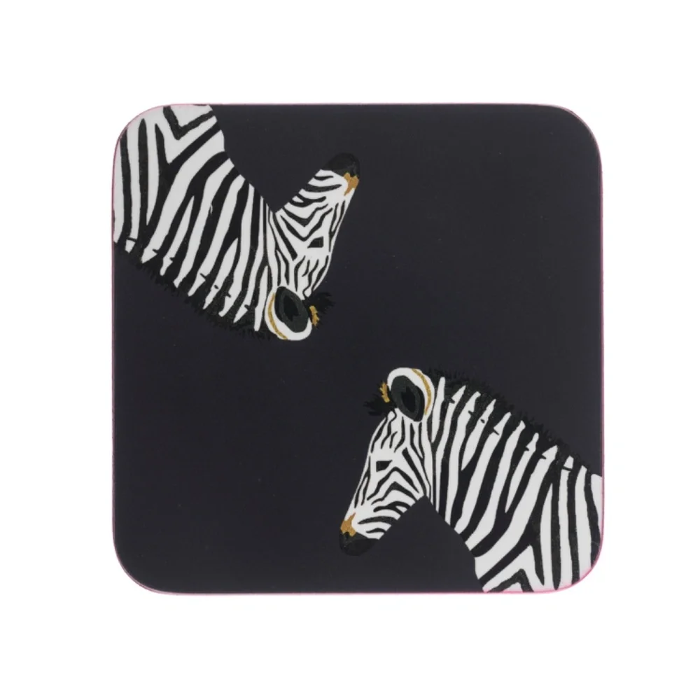 New Zebra Set of 4 Sophie Allport coasters in‎ sealed gift box cork back.